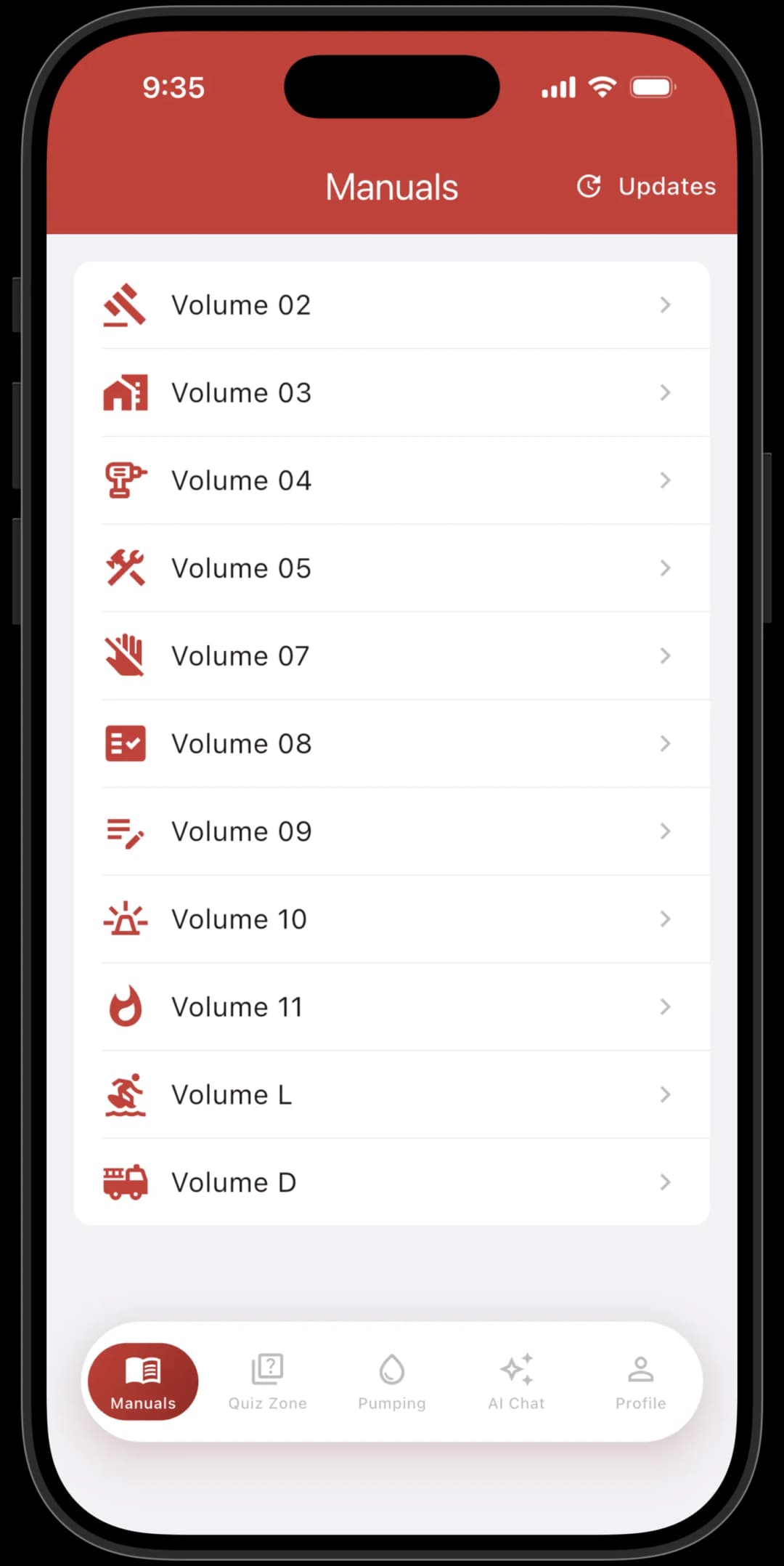 Document library in the LACoFD Promotional app